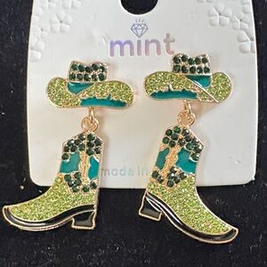 Mint Green and Teal Boot Earrings